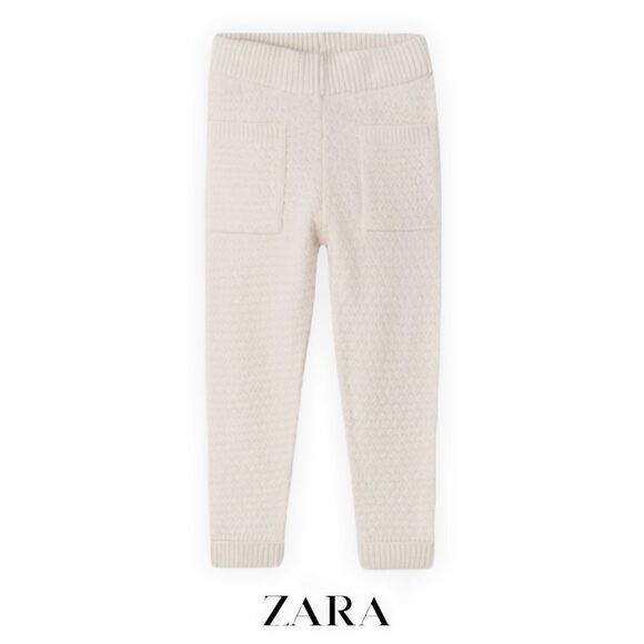 ZARA Kids | Ecru | PADDED KNIT JOGGER PANTS - Picture 1 of 4